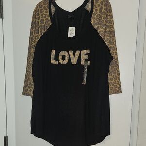 Black and Leopard Print Women's Top